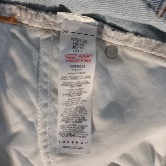 Topshop Light Blue wash Straight Leg Jeans 29W/30L BNWT button fly - Picture 7 of 7